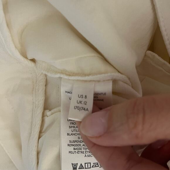 Maeve by Anthropologie Pleated Cropped Aston Pants Wide Leg in Ivory sz. 8 - Picture 10 of 11